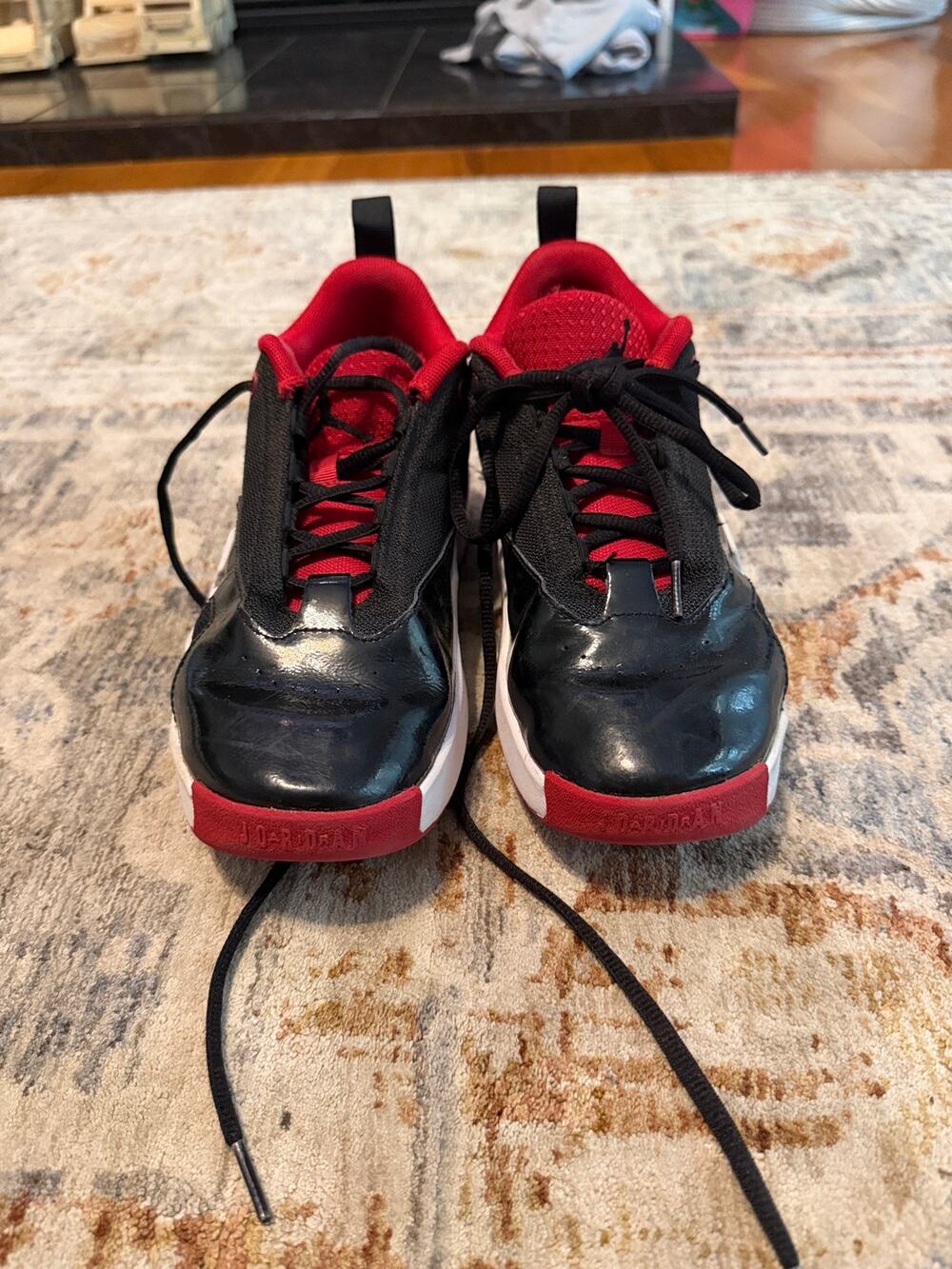 Nike Air Jordan Flight 9.5 Youth Size 3.5Y Black Red White Shoes FQ8297-006